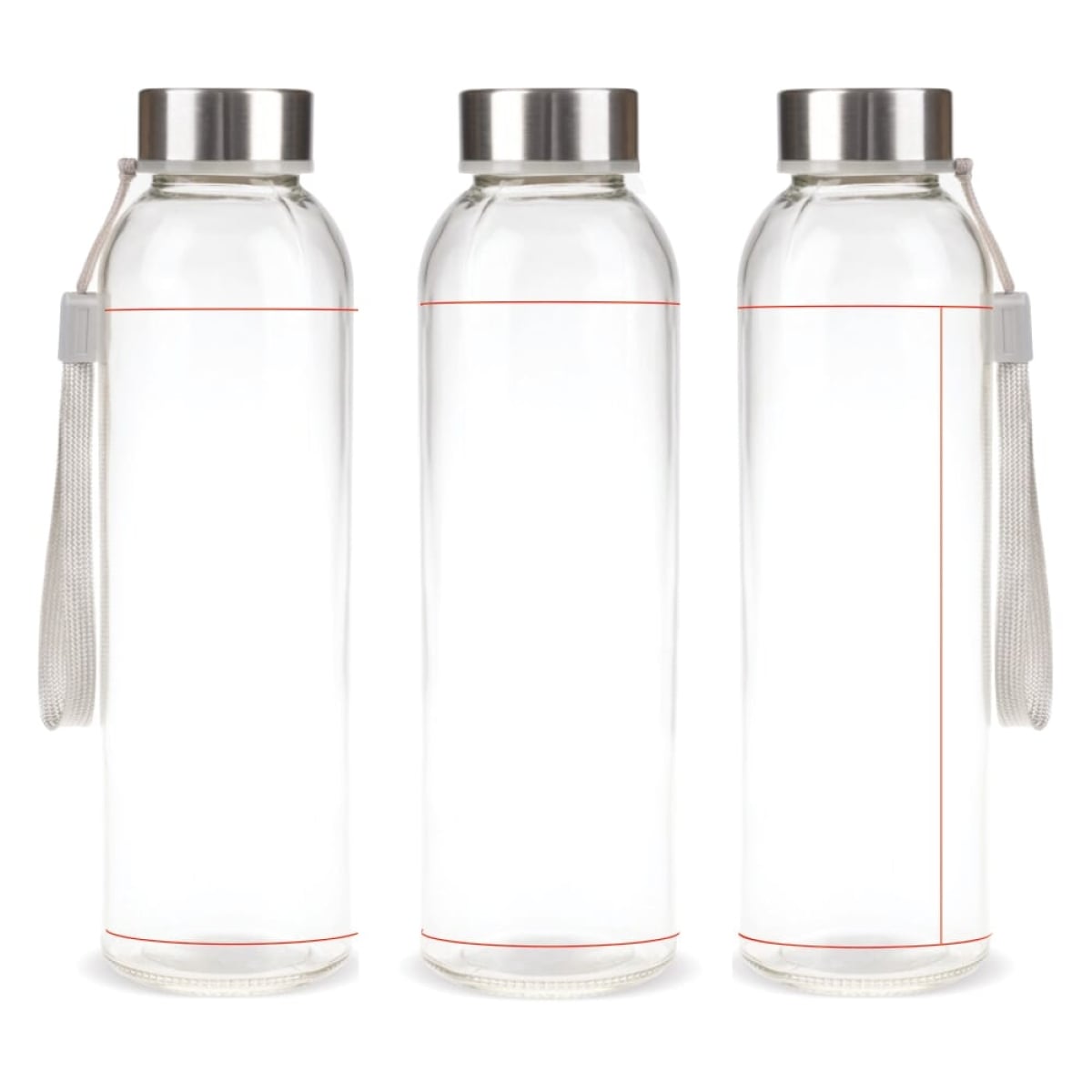 Waterfles 500ml - glas - rondom bedrukt - in geschenkverpakking - all over