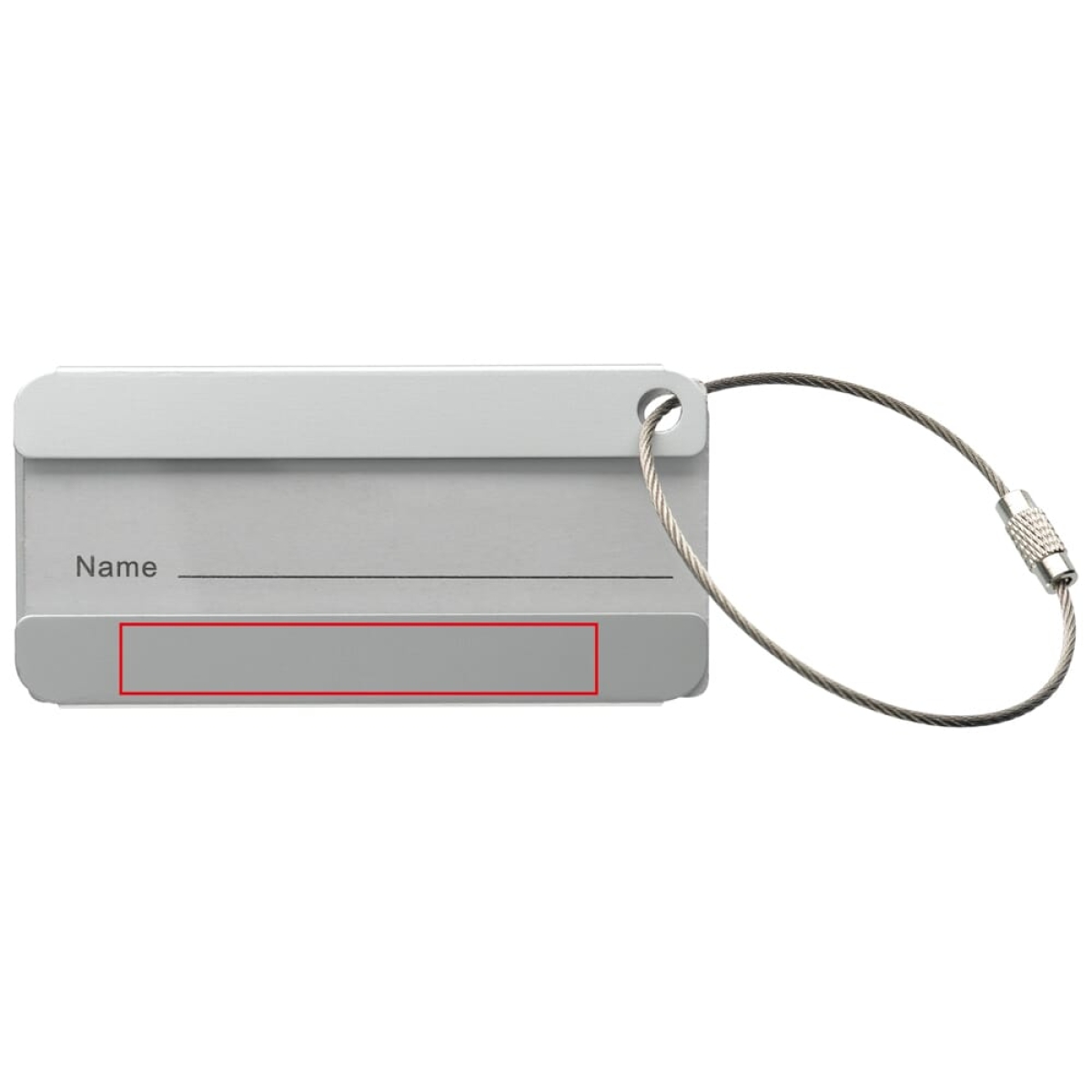 Bagagelabel Rechthoek met ijzerdraad en draaislotje - voorzijde met naamkaart onder