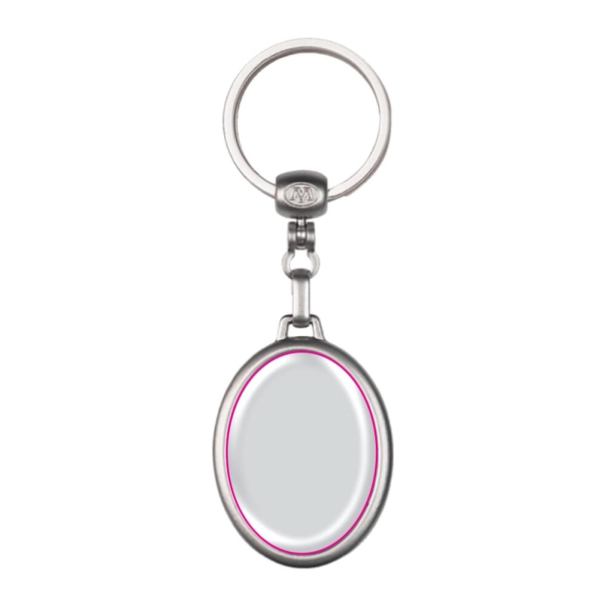 Ovale sleutelhanger - metaal - 10.3 cm - met doming label - zijde 1