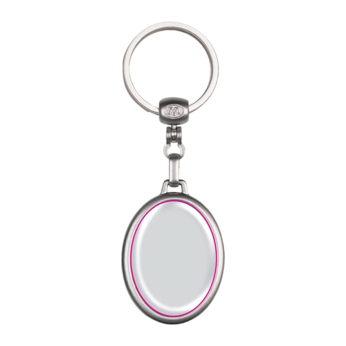 Ovale sleutelhanger - metaal - 10.3 cm - met doming label - zijde 2