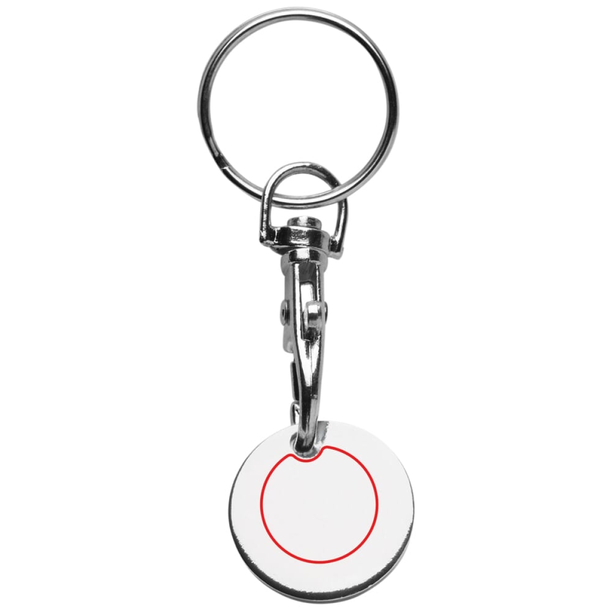 Sleutelhanger - metaal - 7.8 cm - met winkelwagenmuntje - zijde 1 op het plaatje