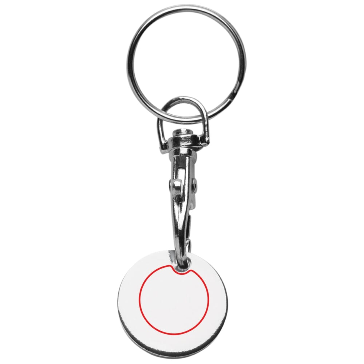 Sleutelhanger - metaal - 7.8 cm - met winkelwagenmuntje - zijde 2 op het plaatje