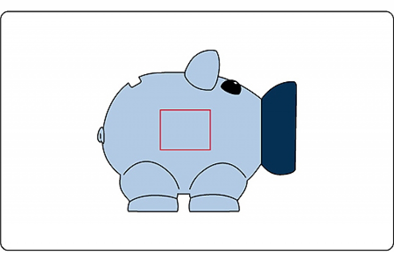 Klein spaarvarken - kunststof - 8.2x7.8x10.3cm - Zijde2