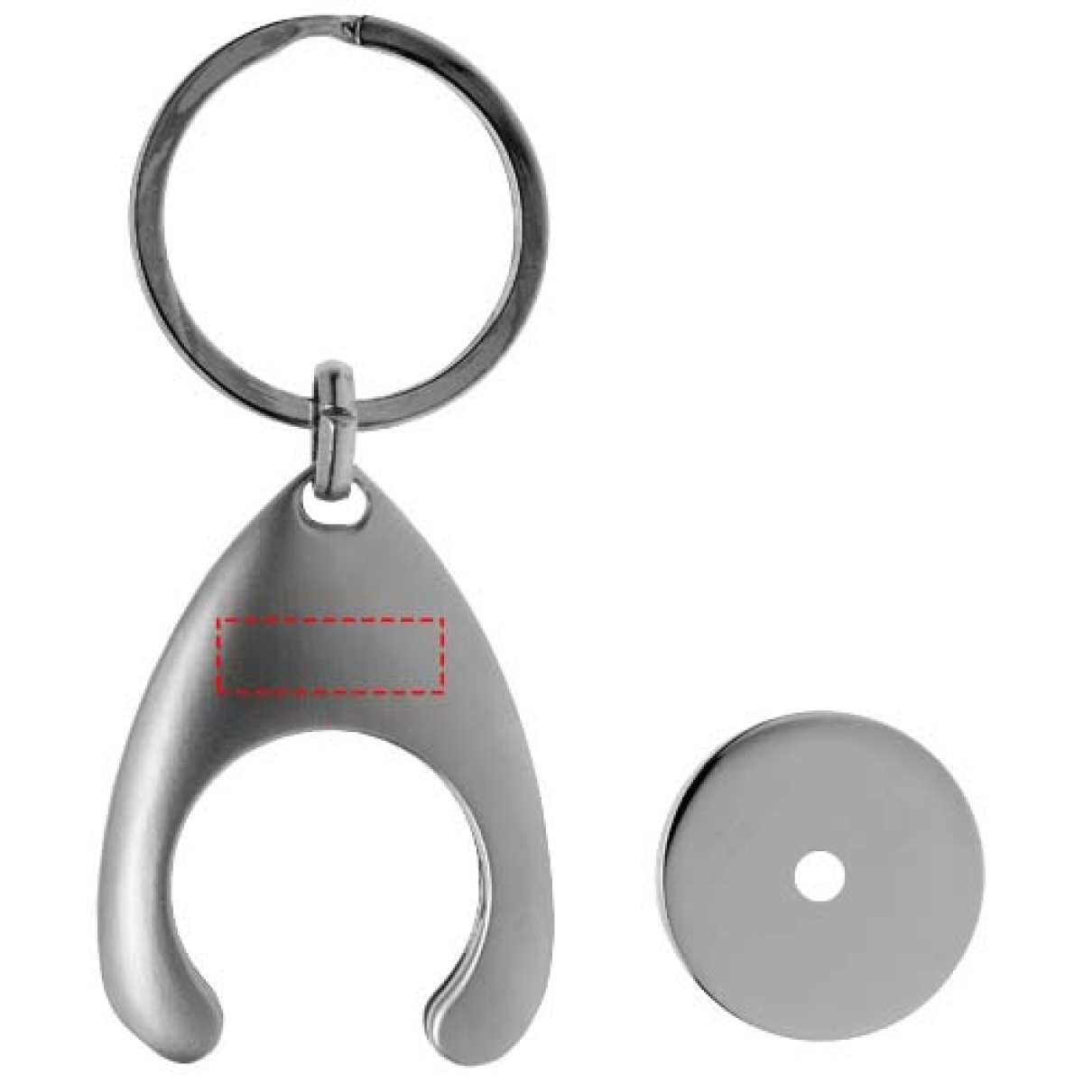 Trolley sleutelhanger - zink - 4.2 cm - met winkelwagenmuntje - voorzijde