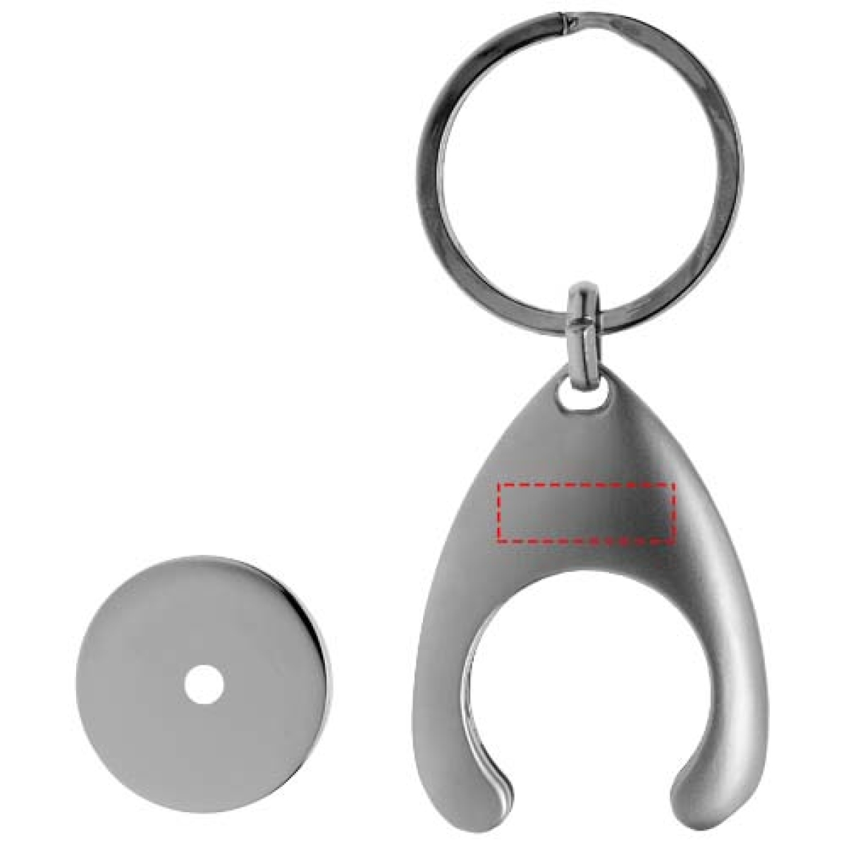 Trolley sleutelhanger - zink - 4.2 cm - met winkelwagenmuntje - achterzijde