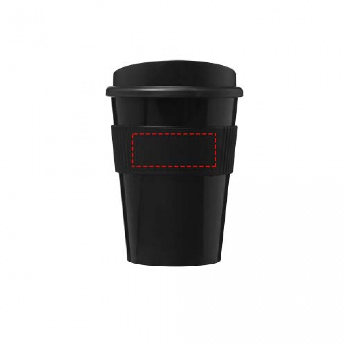 Americano® beker 300ml - PP - dubbelwandig - met drukdeksel en siliconen sleeve - voorzijde