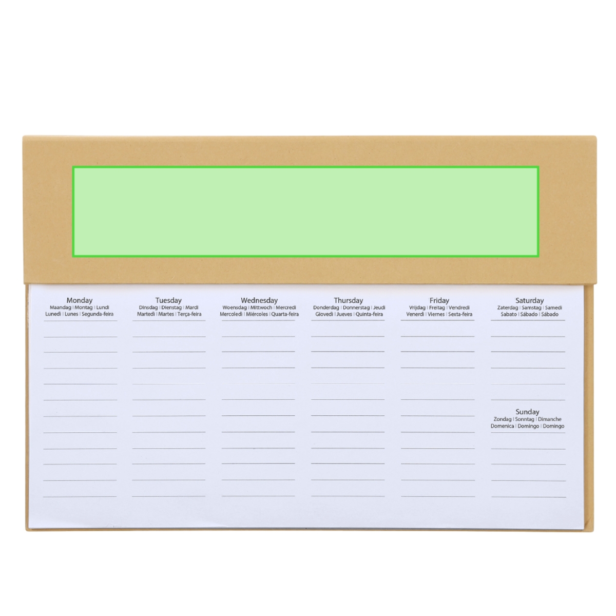 Weekplanner Isan - gerecycled karton - 125 bladen - weekindeling - inclusief pen en liniaal - Area 1