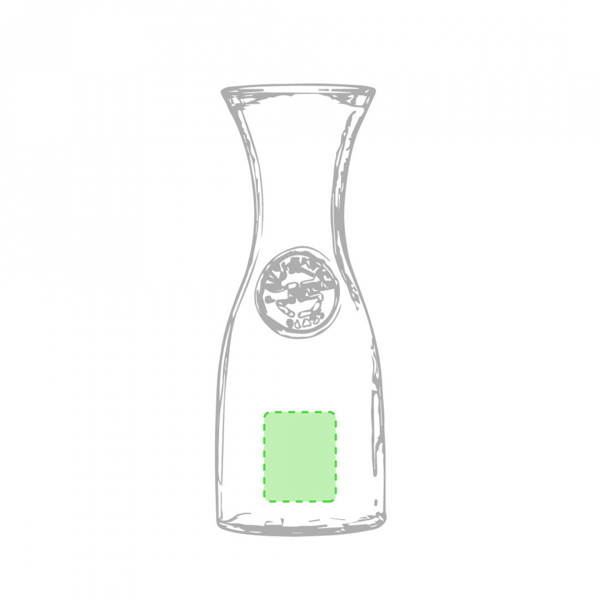 Zaslet karaf 800ml - gerecycled glas - Centered lower area