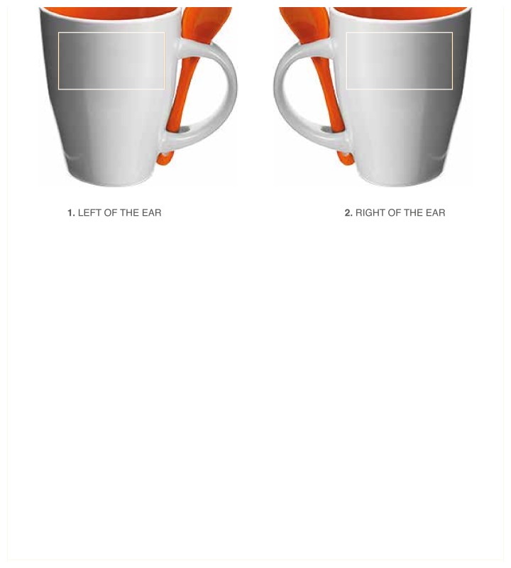 Mok 300ml - keramiek - gekleurde binnenkant met lepel - Links van het oor