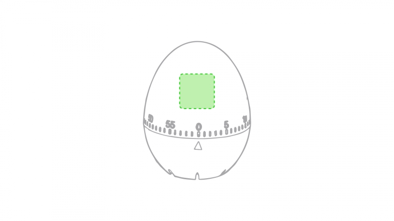 Eierwekker Revey - Op de kookwekker, boven de tijdsaanduiding