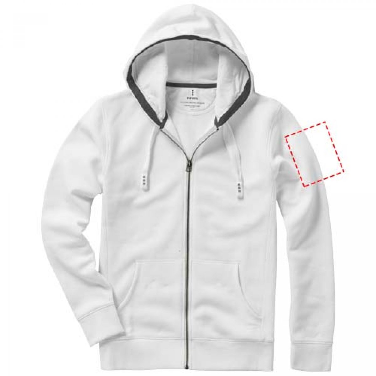 Premium heren sweater met capuchon en ritssluiting - linker bicep