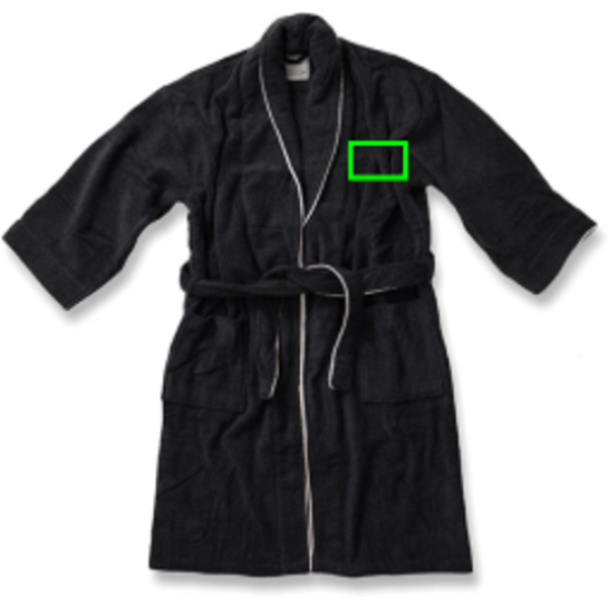 VINGA Harper badjas - S/M - katoen - 450 g/m² - brede kraag - Oeko-Tex - Borst linkerzijde