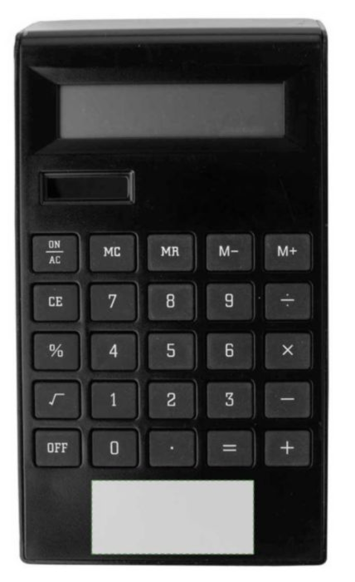 Bureaucalculator met batterijen - Voorzijde onder