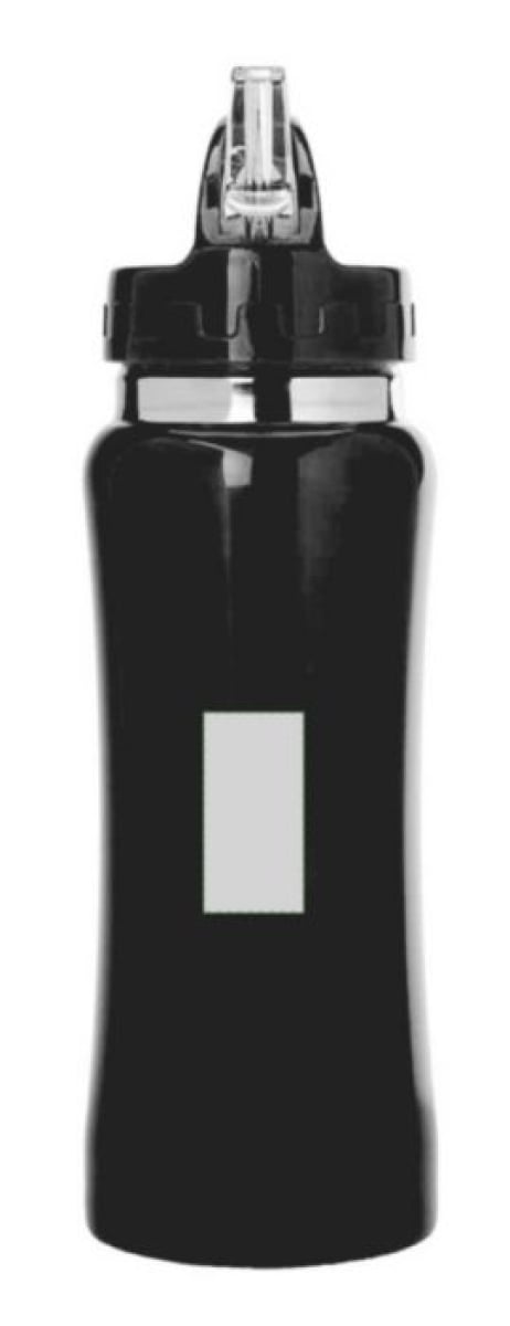 Drinkfles 600ml - RVS - fliptopdop met rietje - Houder