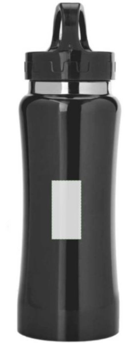 Drinkfles 600ml - RVS - fliptopdop met rietje - Achterzijde