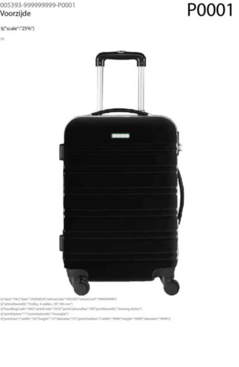 Impression luxe handbagage koffer - 53 x 35 x 24 cm - cijferslot - uitschuifbare greep - Voorzijde