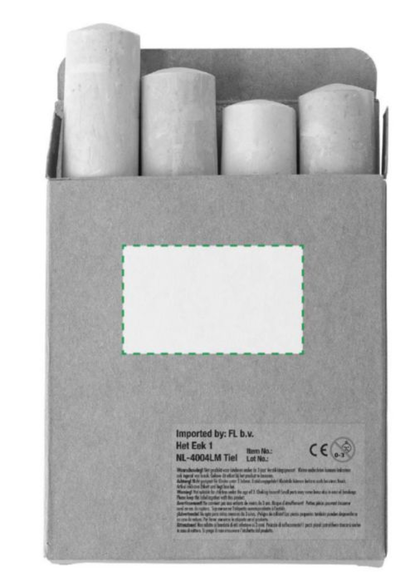 Kartonnen box met stoepkrijt - kalksteenpoeder - in cadeauverpakking - Voorzijde