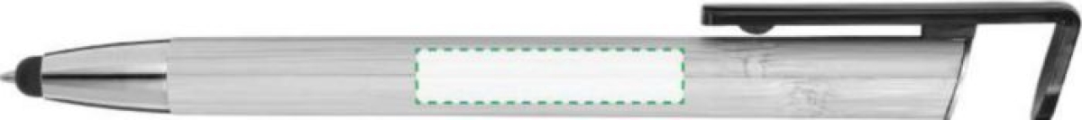 Colette stylus balpen - bamboe - blauwe inkt - telefoonhouder clip - Naast de clip rechtshandig