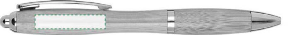 Carson balpen - bamboe - zwarte inkt - zilveren accenten - Naast de clip linkshandig