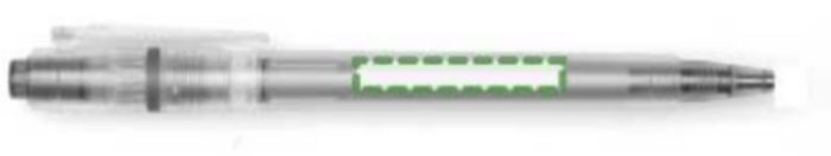 Stilolinea Oslo Frosty balpen - kunststof - blauwe inkt - transparante clip en tip - ECO - Naast de clip linkshandig