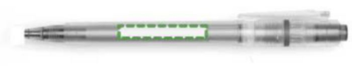 Stilolinea Oslo Frosty balpen - kunststof - blauwe inkt - transparante clip en tip - ECO - Naast de clip rechtshandig