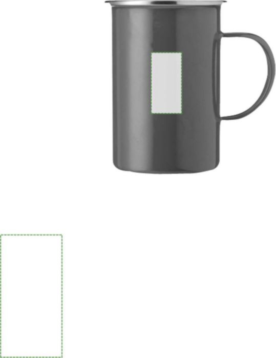 Emaille mok 450ml - metaal - met RVS rand - Links van het oor