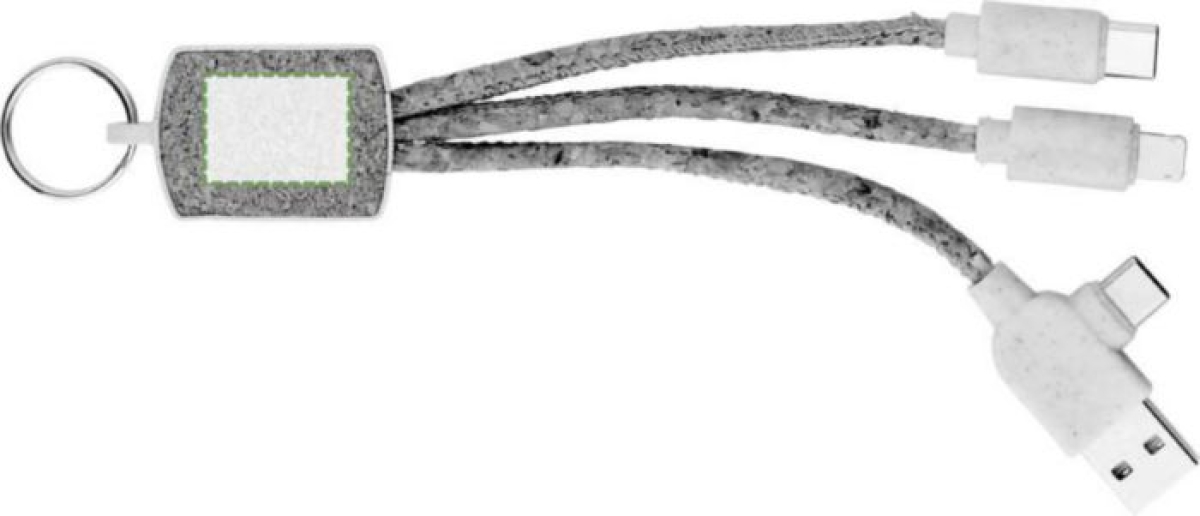 Landry sleutelhanger - RVS en kurk - oplaadkabels - Voorzijde