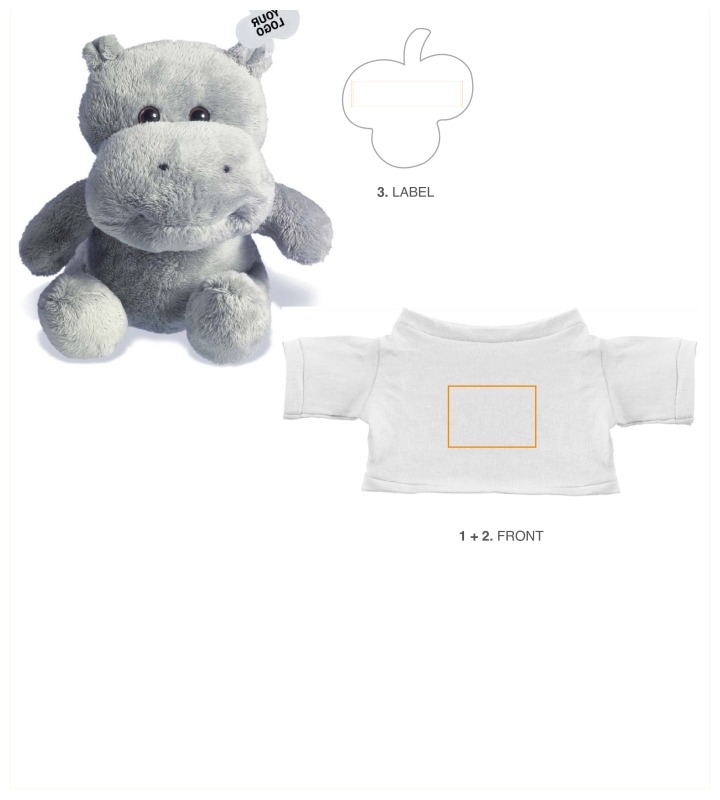 Knuffel nijlpaard - Label