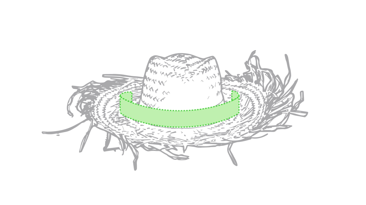 Filagarchado hoed - stro - met binnenlint en fransjes - Op de hoofdband