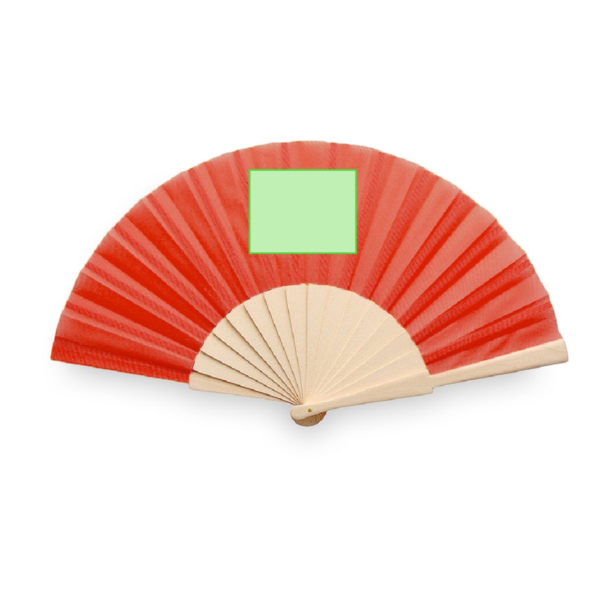 Folklore handwaaier - polyester - 42 x 23 cm - houten handvat - Op de houder