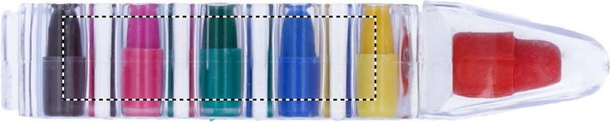 Set met 6 waskrijtjes in doorzichtige penvormhouder - kunststof - Front