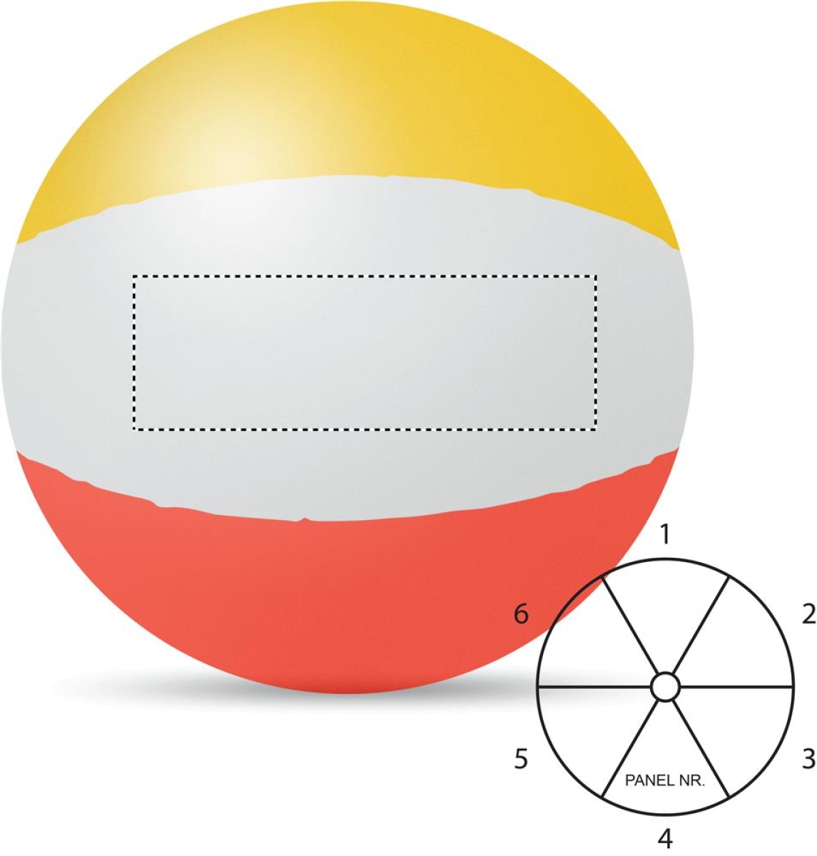 Strandbal - Ø 23,5 cm - PVC - gekleurde strepen - opblaasbaar - Panel 1