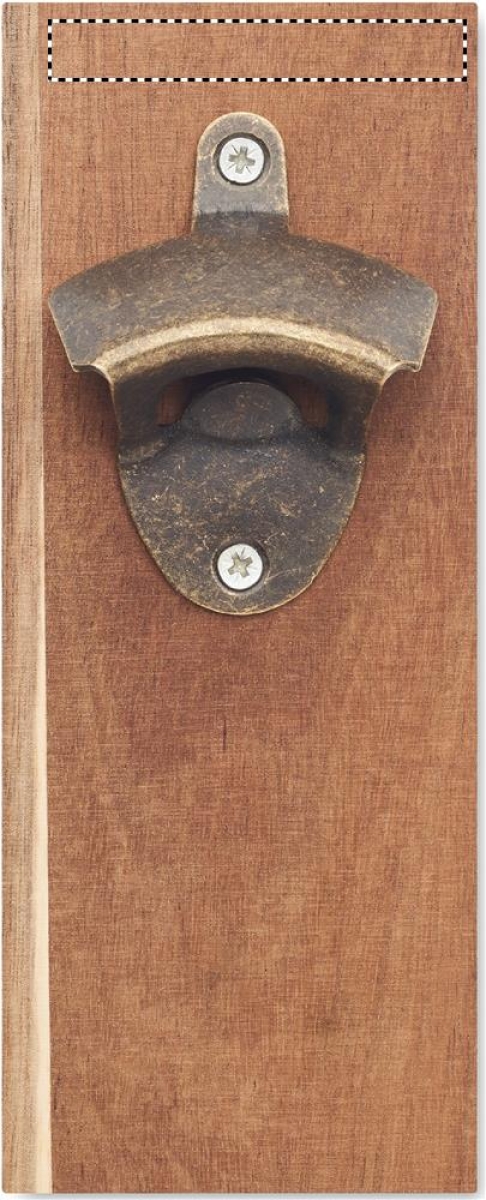 Open It flesopener - acaciahout en ijzer - voor aan de muur - magnetisch - Front upper