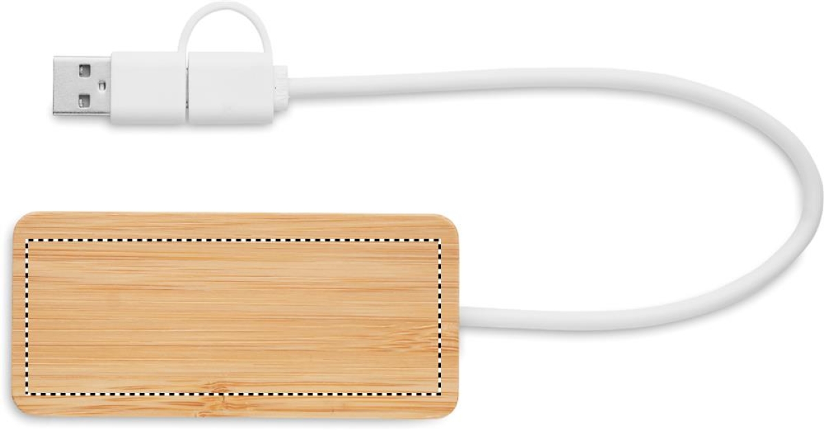 Hubbam 3-poorts USB-hub - bamboe - USB-C en A - Top