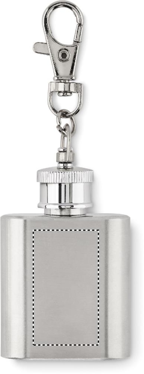 Heupfles sleutelhanger 28 ml - RVS - schroefdop met karabijnhaak - Front