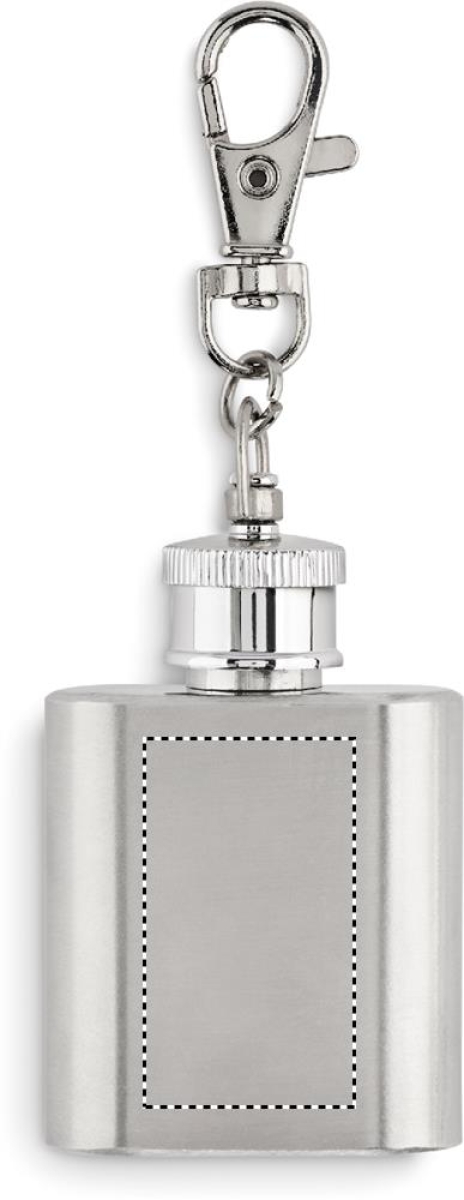 Heupfles sleutelhanger 28 ml - RVS - schroefdop met karabijnhaak - Back