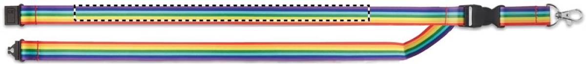 Regenboog keycord - rPET polyester - 20 mm - veiligheidssluiting - afneembare gesp - karabijnhaak - Front side all over