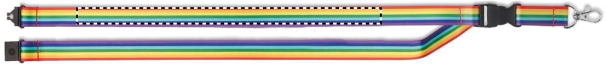 Regenboog keycord - rPET polyester - 20 mm - veiligheidssluiting - afneembare gesp - karabijnhaak - Back side all over