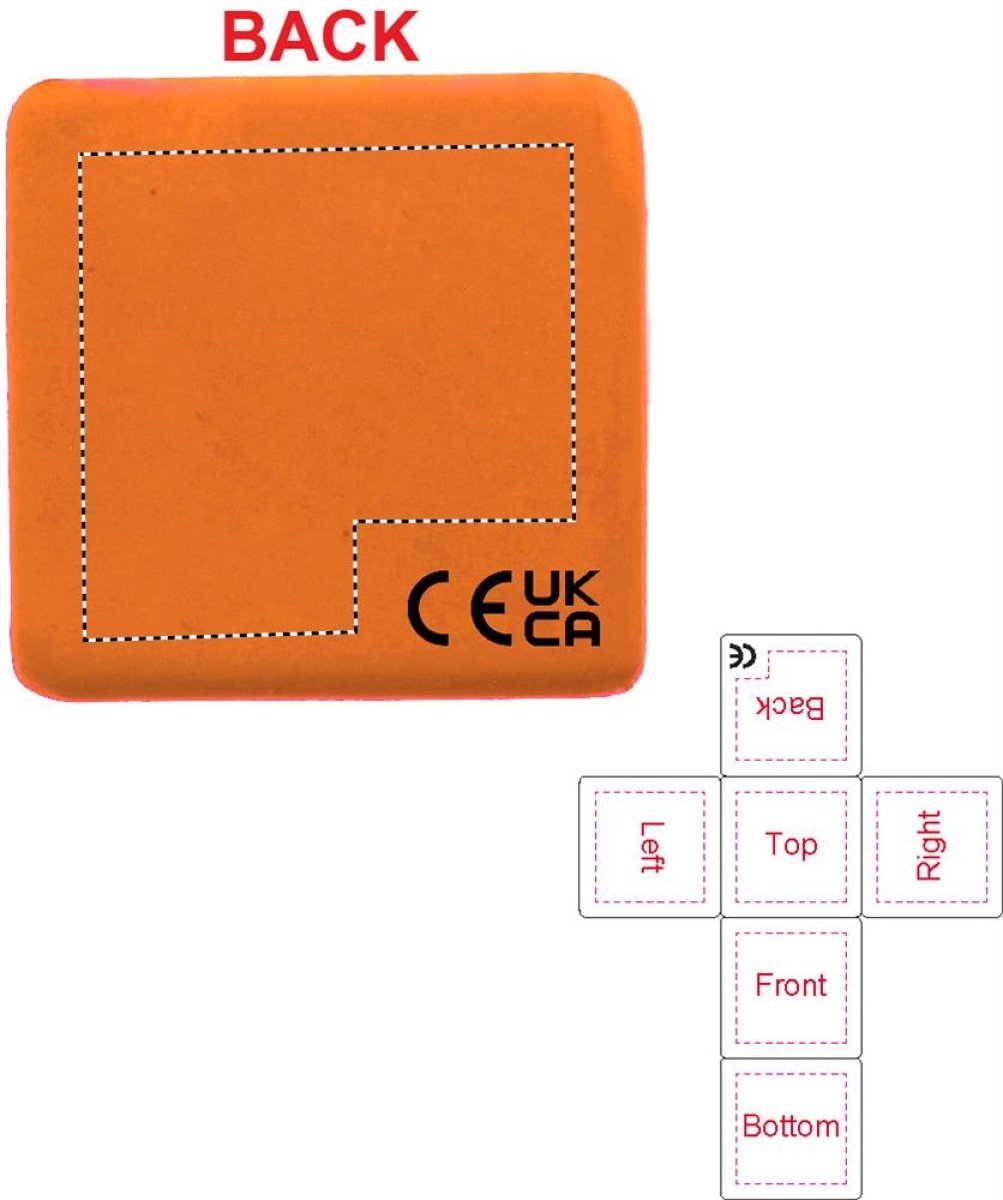 anti-stress bal - kubus - 4,5 cm - PU - Back