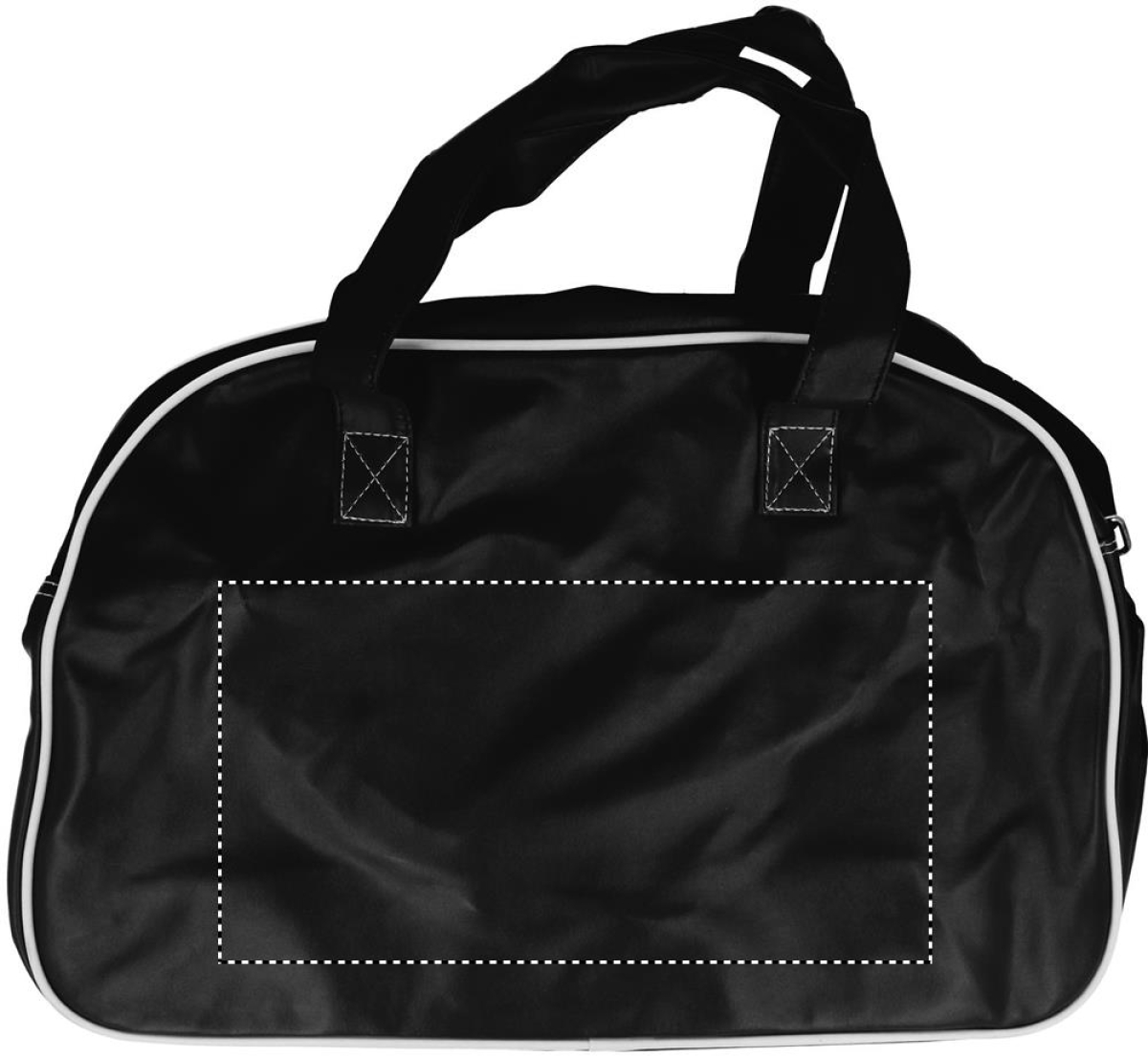 Vintage sporttas - PVC - witte bies - verstelbare schouderband - Back