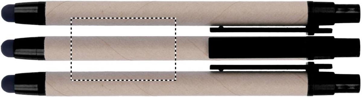 Recytouch stylus balpen - gerecycled karton - blauwe inkt - kunststof top, clip en punt - Roundscreen