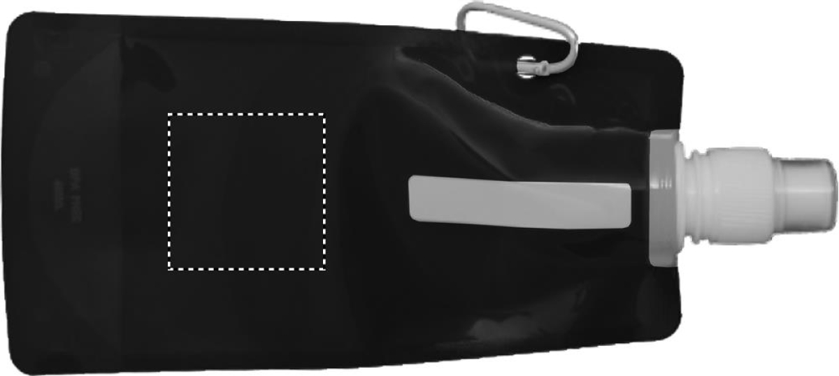 Opvouwbare drinkfles 480 ml - rPET - draaidop met karabijnhaak - Front middle