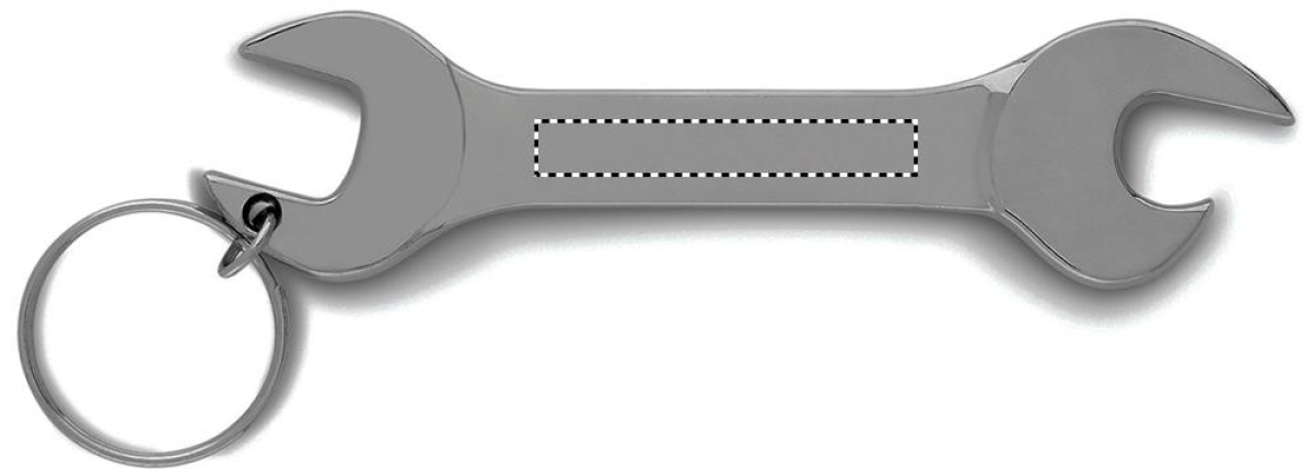 Ringsleutel sleutelhanger - metaal - 9.5 cm - met flesopener - Front Ringsleutel sleutelhanger - metaal - 9.5 cm - met flesopener - Front