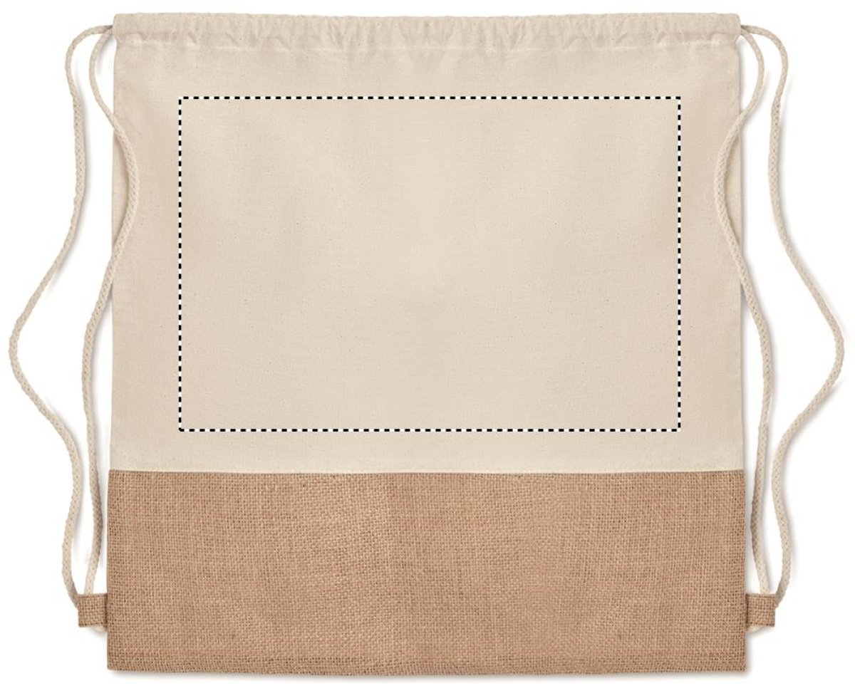 Rugzak - twill katoen - 160 gm/2 - jute detail -  met trekkoord - Front Rugzak - twill katoen - 160 gm/2 - jute detail -  met trekkoord - Front