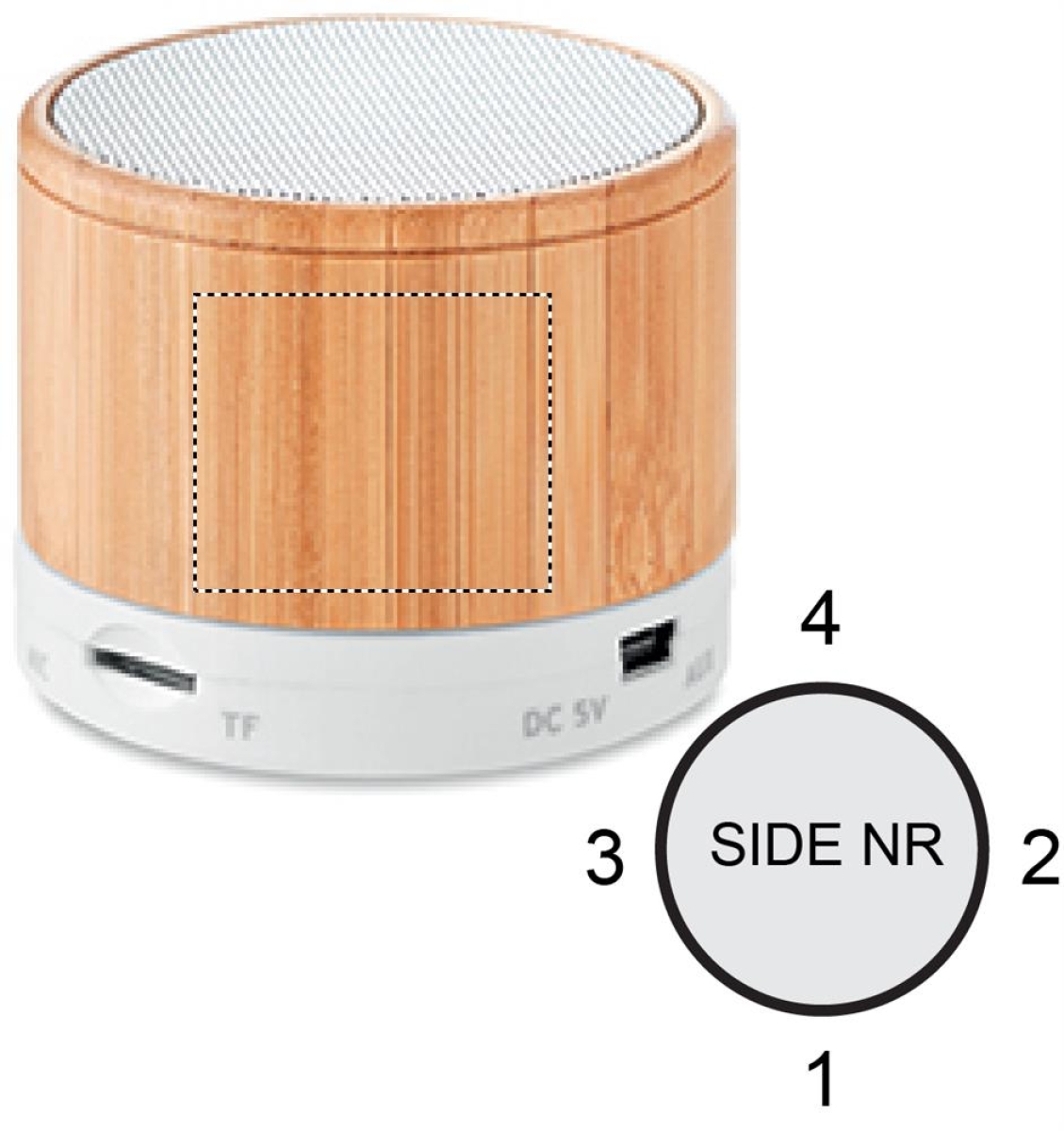 Round bamboo bluetooth luidspreker - Side 4