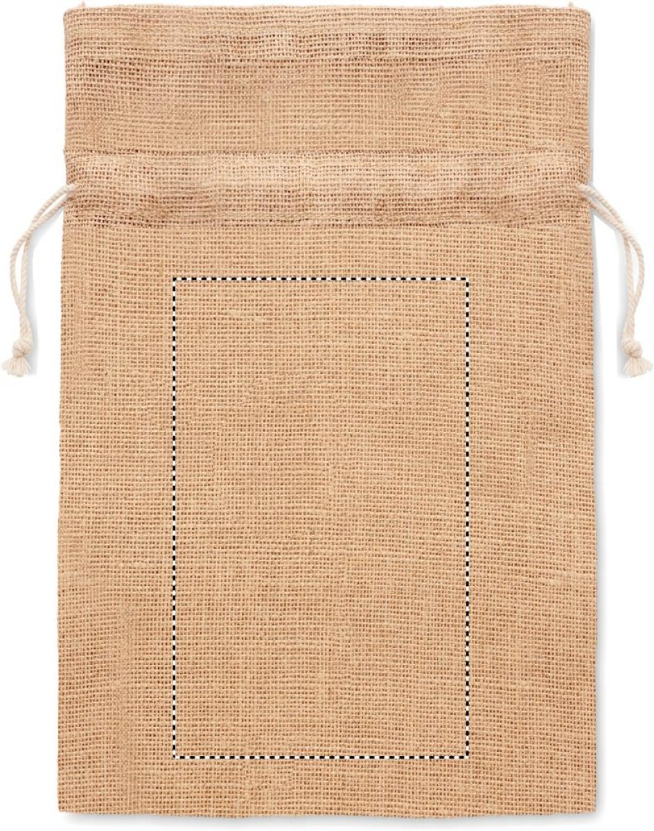 Small geschenkzak 14 x 22 cm - jute - trekkoord sluiting - Front Small geschenkzak 14 x 22 cm - jute - trekkoord sluiting - Front