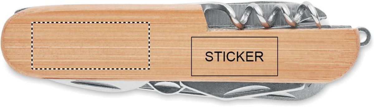 Multifunctioneel zakmes - RVS en bamboe - 9 functies - Front