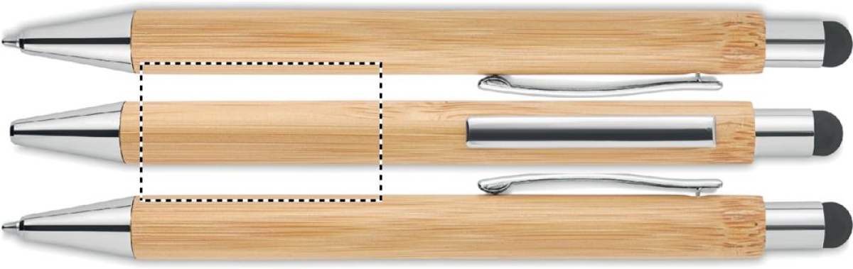 Bayba stylus balpen - bamboe - blauwe inkt - metalen top, clip en punt - Roundscreen