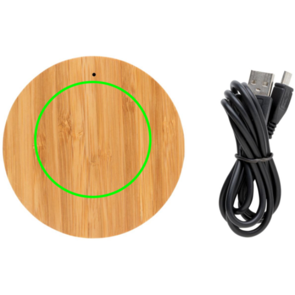 Oplader - 5W - bamboe - draadloos - 150 cm oplaadkabel - Artikel voorzijde