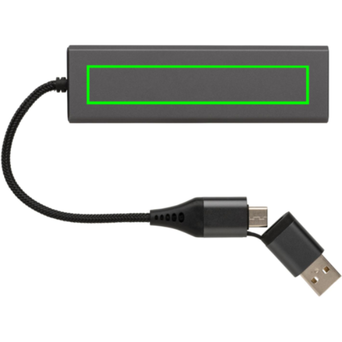 Terra hub met 3 USB-poorten - gerecycled aluminium - USB-C en A - Artikel voorzijde